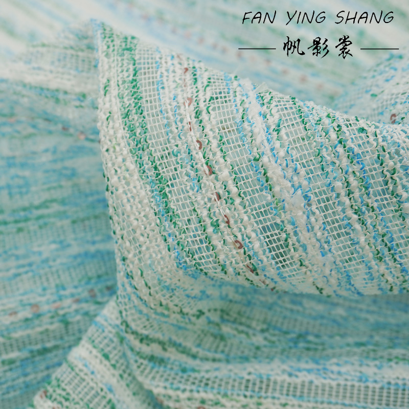 Sewing Tweed Fabric - Yeni Stil Mavi Yeşil Çizgili Pul