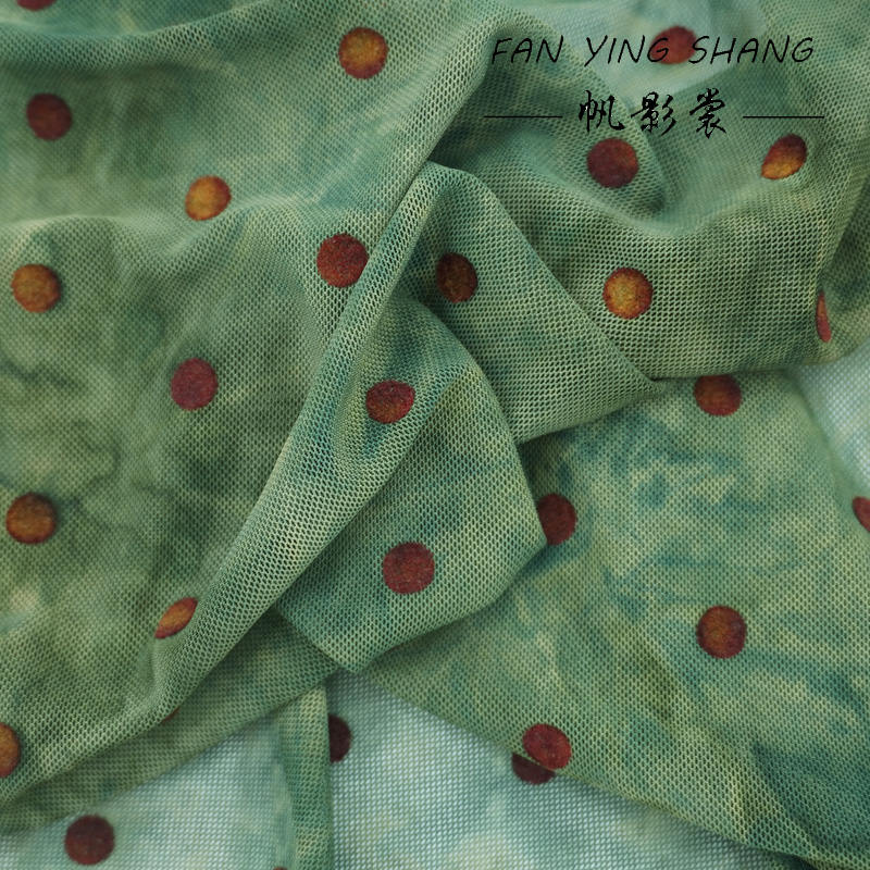 Sewing Tie Dye - Elbise için Yeşil Puantiyeli Örgü Kravat