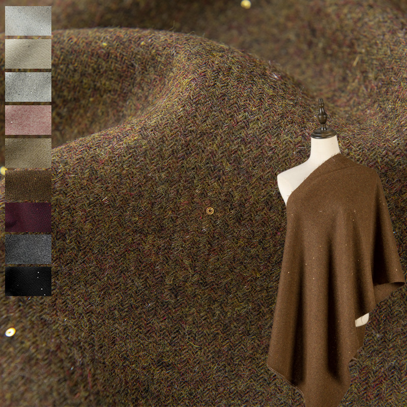 Sewing Tweed Fabric - Yıldızlı Gökyüzü Desenli Pul Payetli Yün