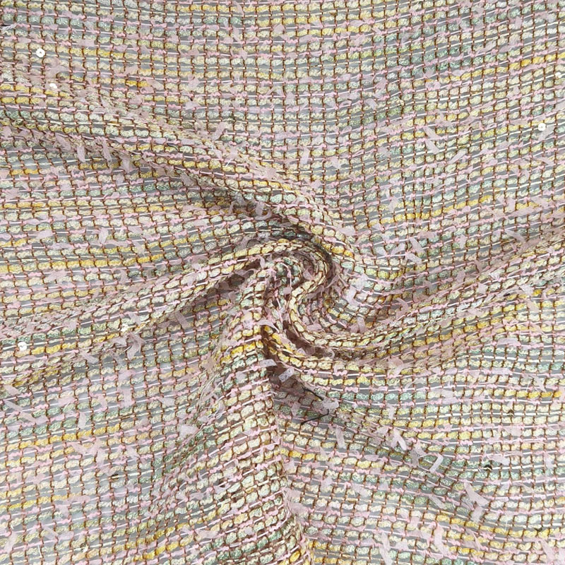 Sewing Tweed Fabric - Hafif, Oyuklu, Kurdeleli, İplik Boyalı Tüvit