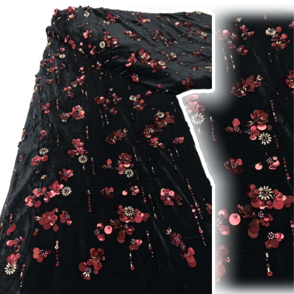 Sewing Velvet Fabric - Afrika Pullu Kadife Dantel Kumaş Nijeryalı