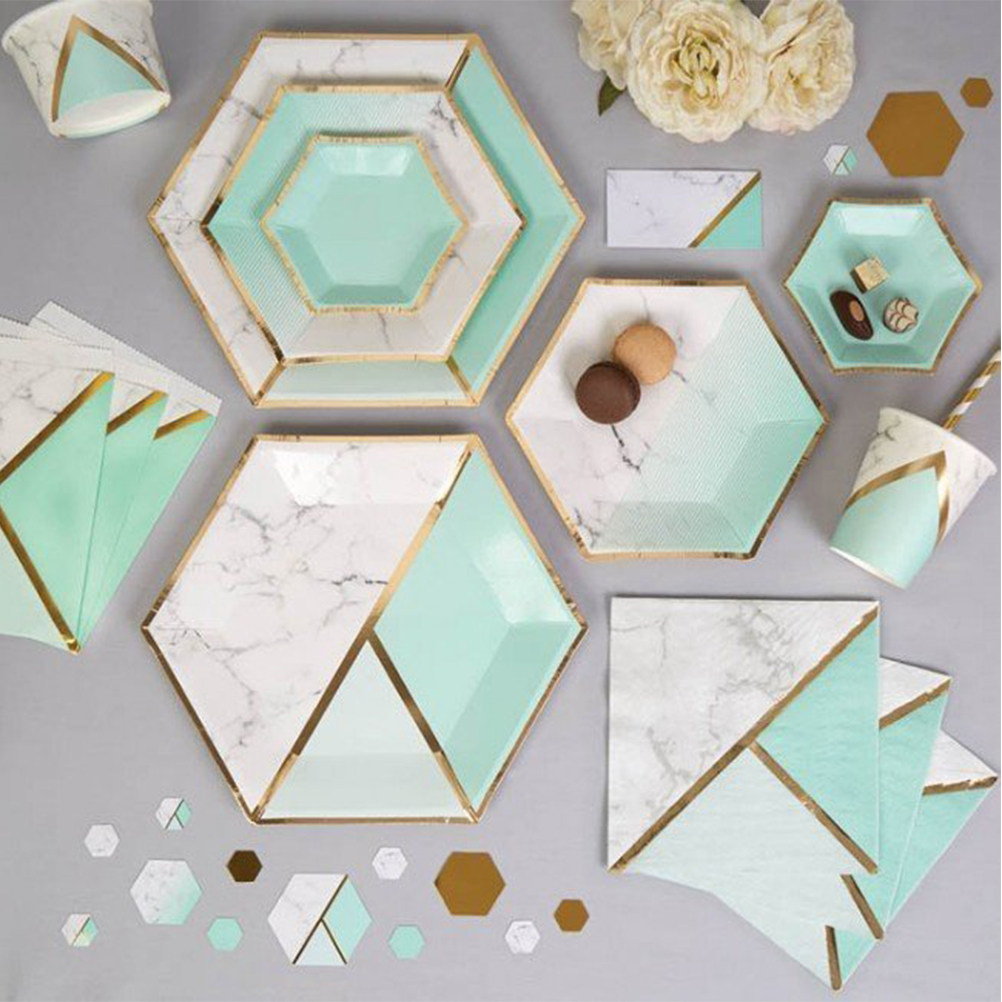 Pattern Tissue Paper - 16 Adet Nane Yeşili Bronz Desenli