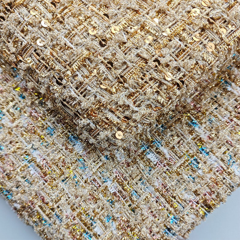 Altın Tel ve Pul Payetli Boyal - Sewing Tweed Fabric incelemesi ve fiyatı