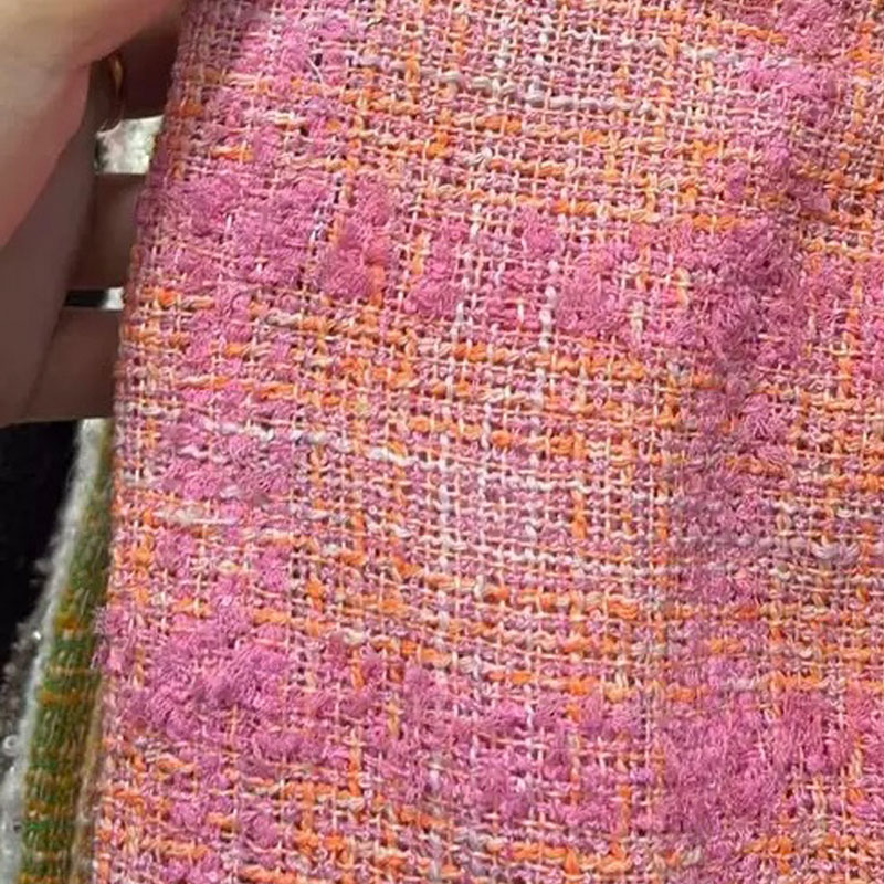Pembe ve Turuncu Kafes Desenli - Sewing Tweed Fabric incelemesi ve fiyatı